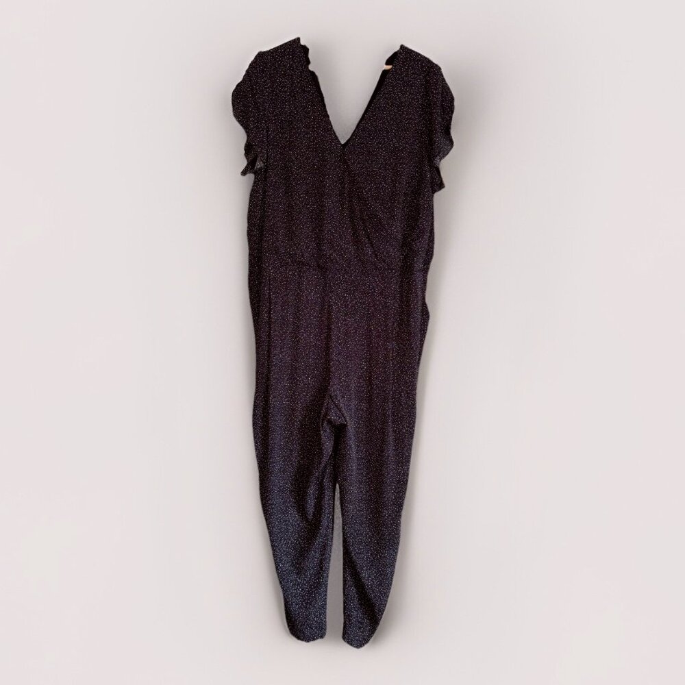 Ann Taylor Loft Black Polka Dot Jumpsuit Women’s 16W Flutter Sleeve Lightweight